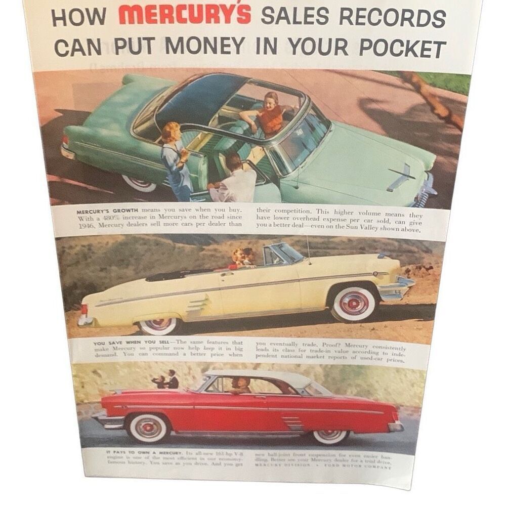 Vintage 1954 Mercury Money in Your Pocket Ad Advertisement